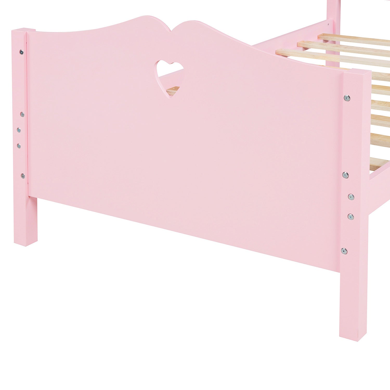 Twin Size Wood Platform Bed with Headboar - Pink