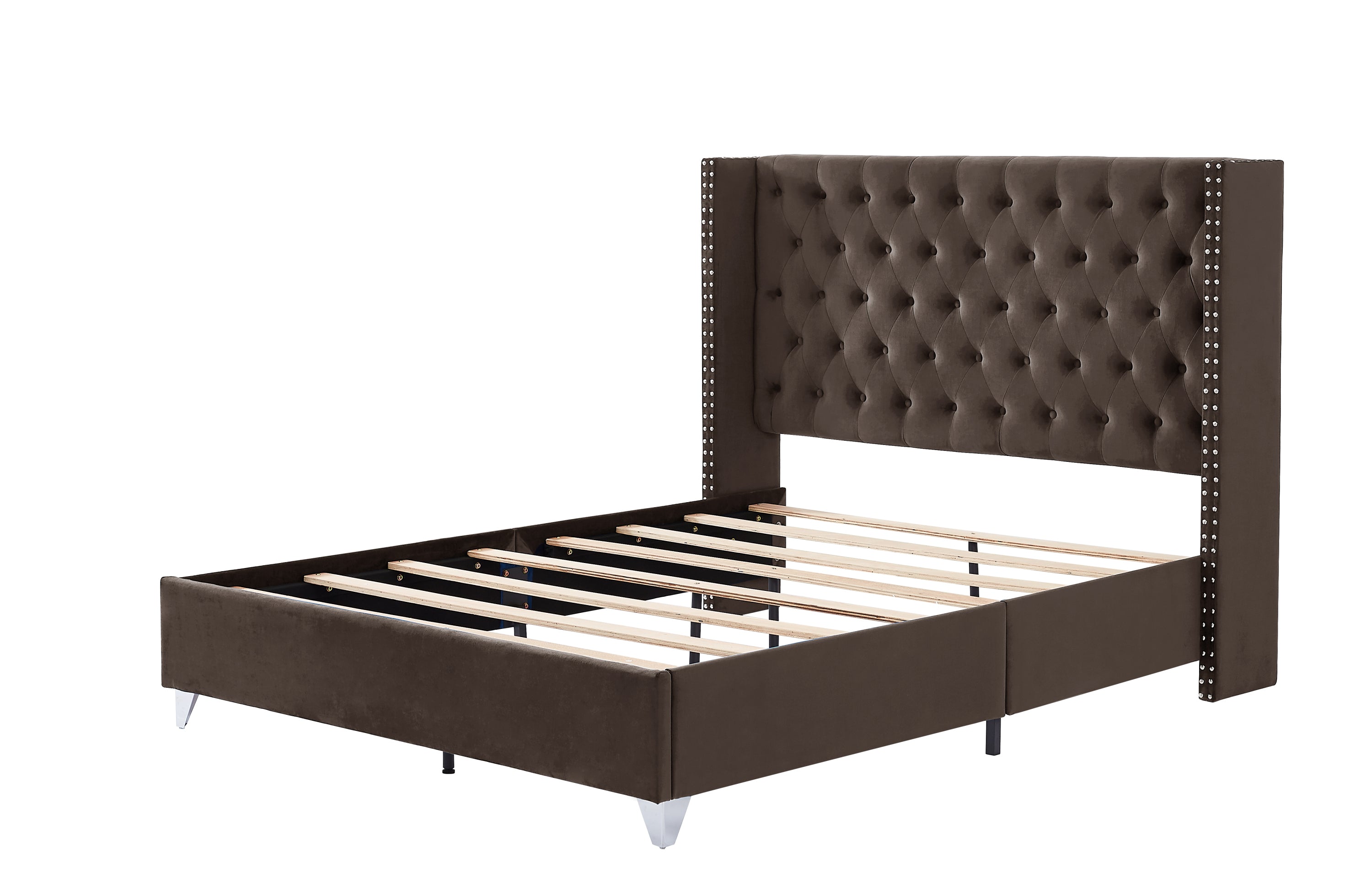 Queen Bed with Two(2) nightstands - Button designed Headboard