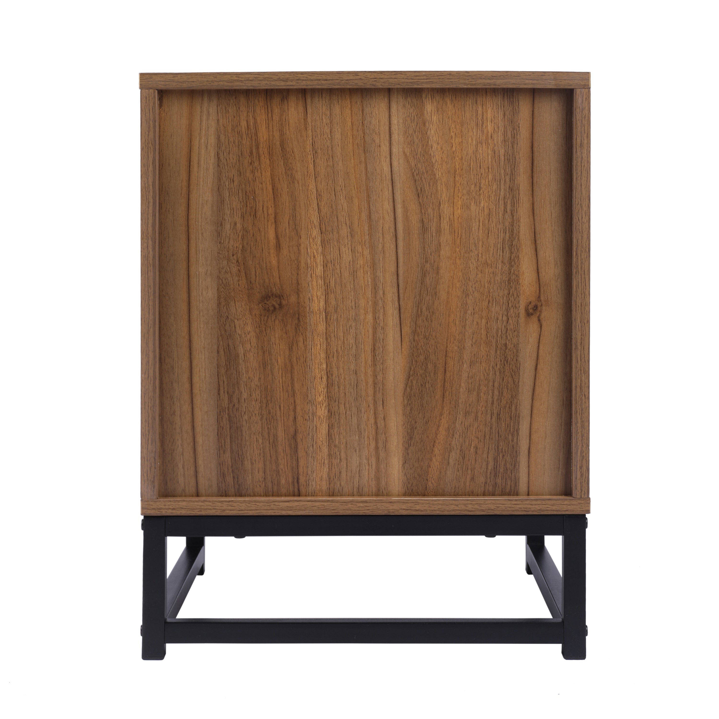 Natural rattan 2 Drawer Side table, Nightstand Side - Walnut