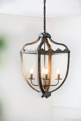 Charming Vintage 4-Light Metal Chandelier - Grey