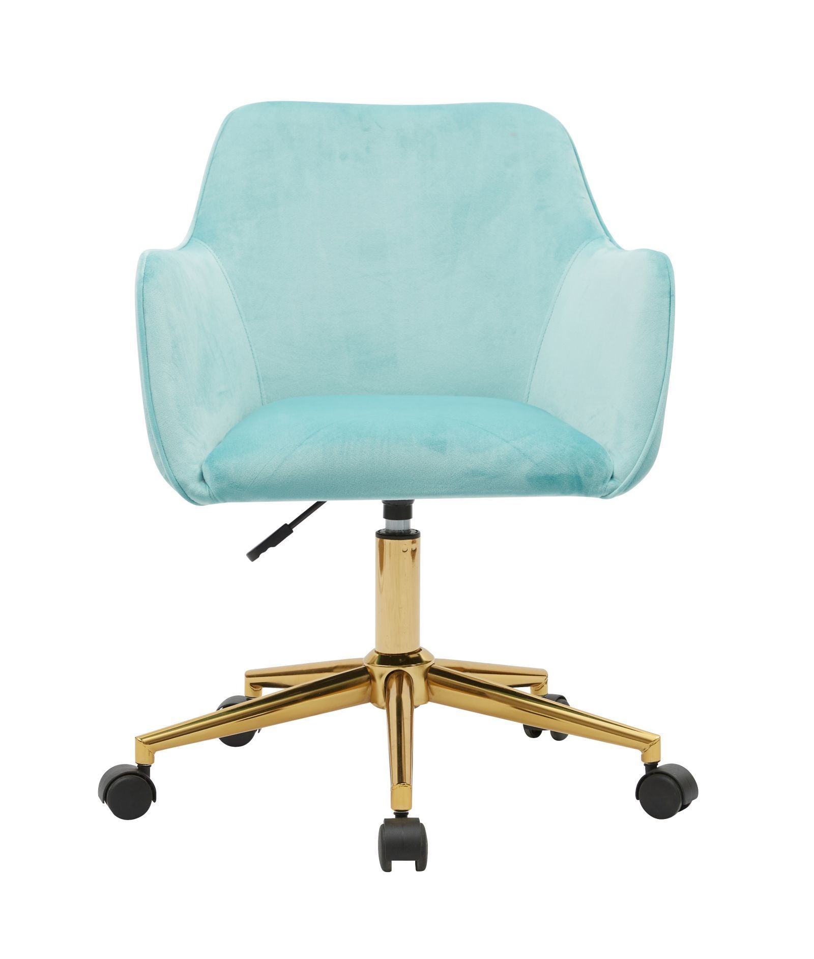 Modern Velvet Fabric Material Adjustable Height 360 revolving with Gold Metal Legs - Light Blue