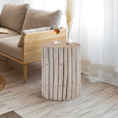 Boho End Table White Washed