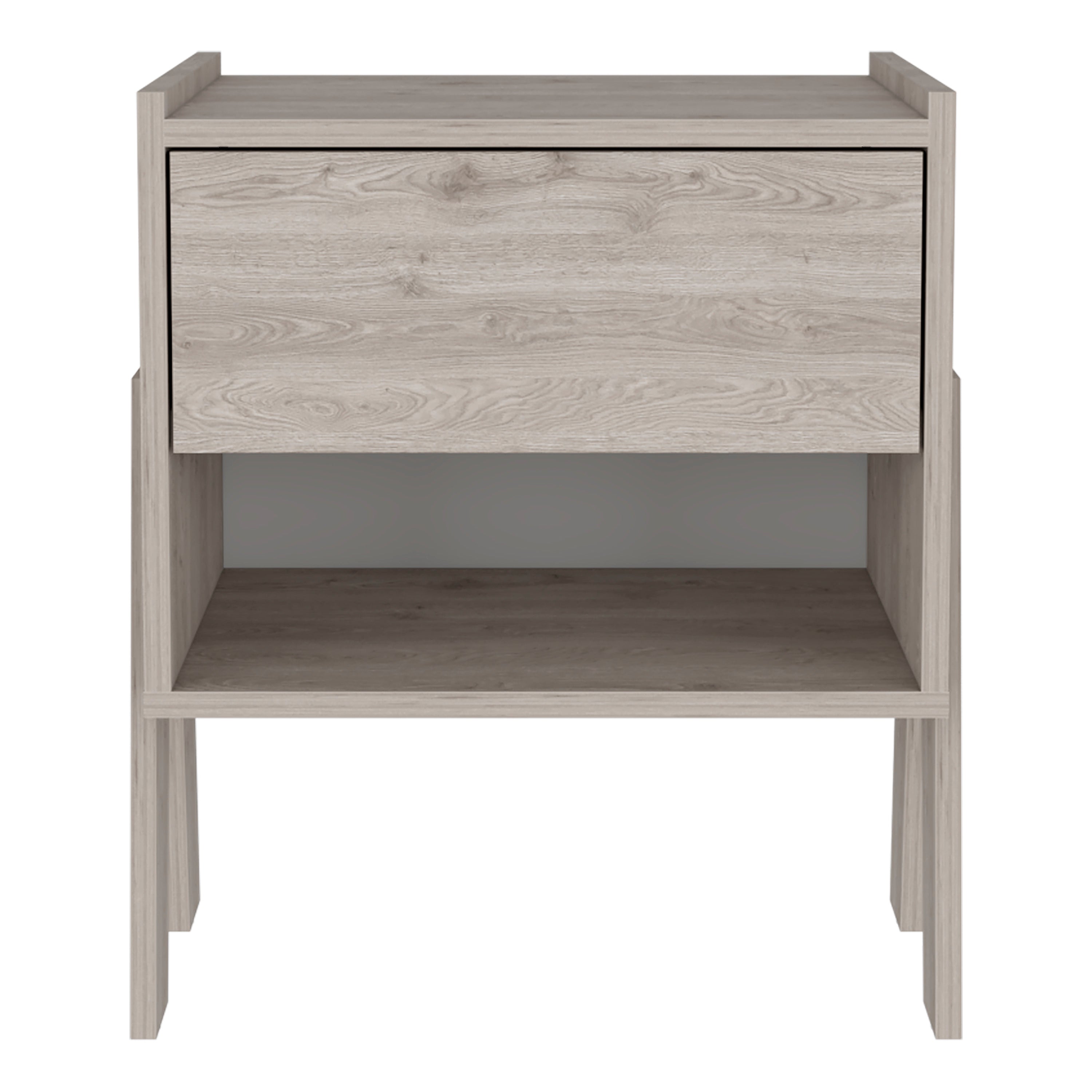 Hosley 1-Drawer 1-Shelf Nightstand - Light Grey