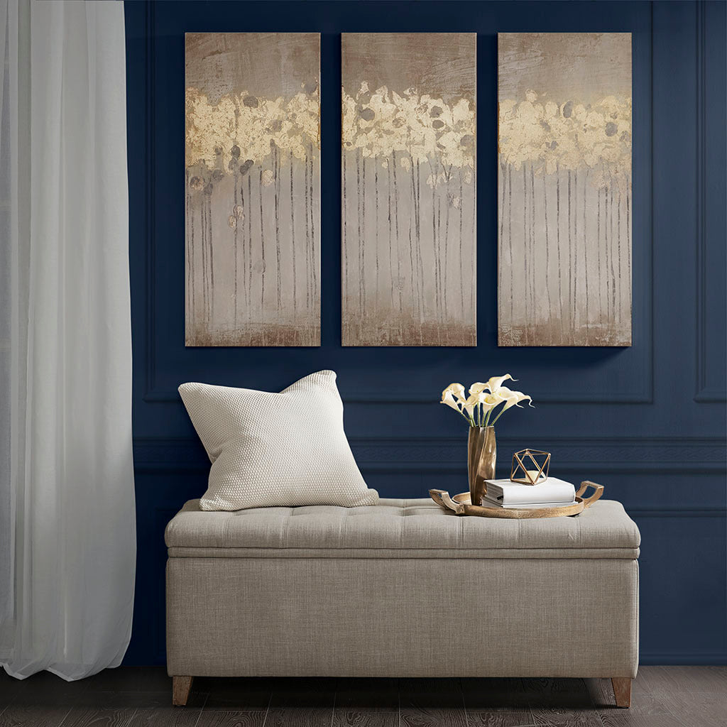 Sandy Forest Gold Foil Abstract 3-piece Canvas Wall Art Set