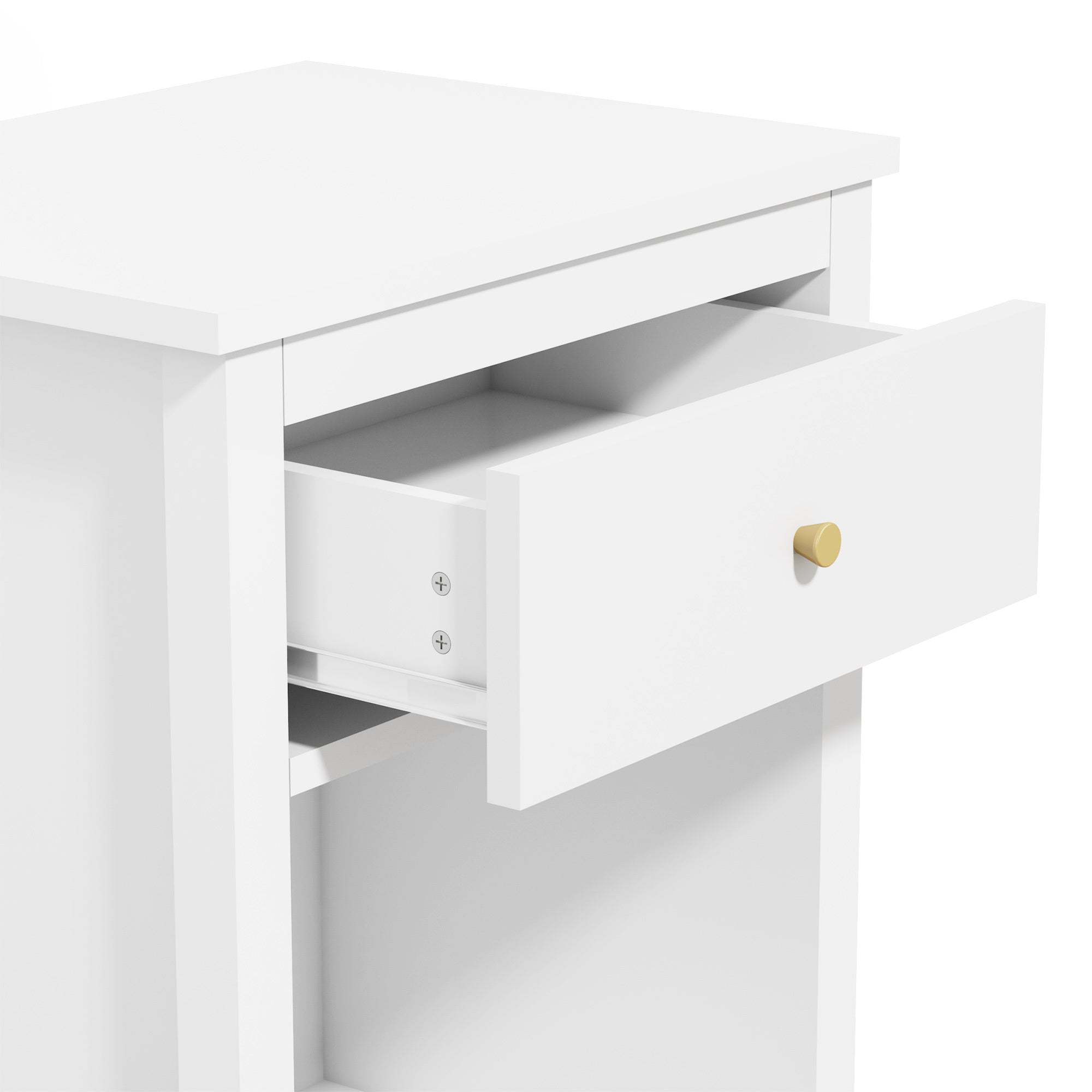 Wooden Nightstand with One Drawer One Shelf for Kids - White