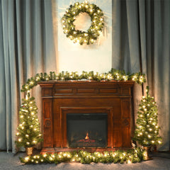 5-piece Christmas set includes: 2pcs-3.5' trees, 1pcs-24" wreath, 2pcs-6" garlands