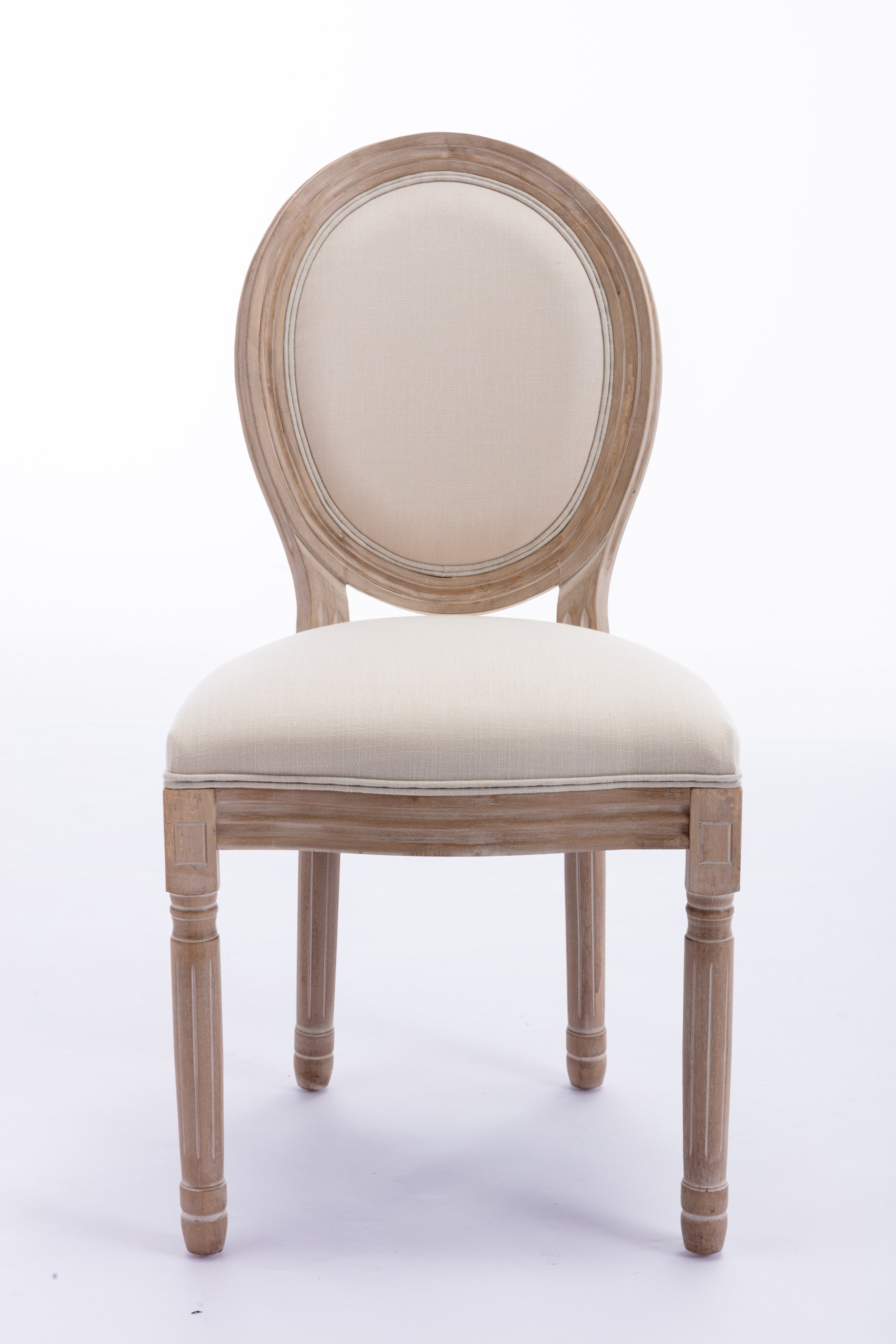 French Style Solid Wood Frame Antique Dining Chair (Set of 2) - Cream