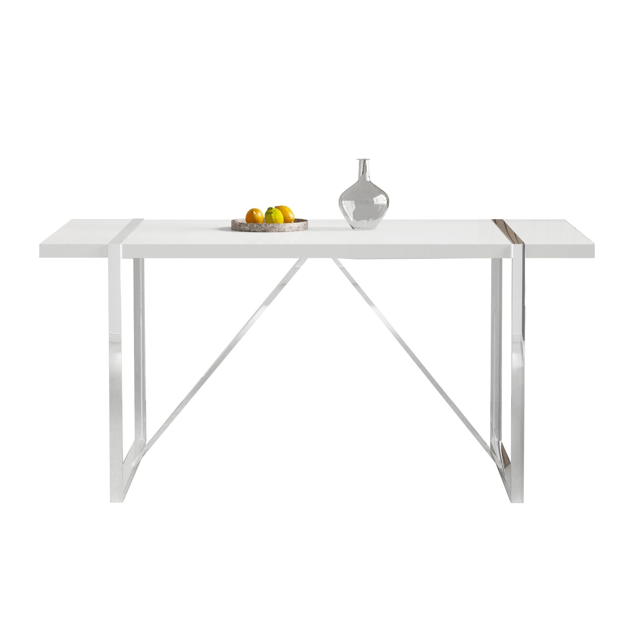 Dining Table Rustic Rectangular MDF Wood White Dining Table For 4-6 Person with 1.6" Thick Engineered Wood Tabletop and plating Metal Legs