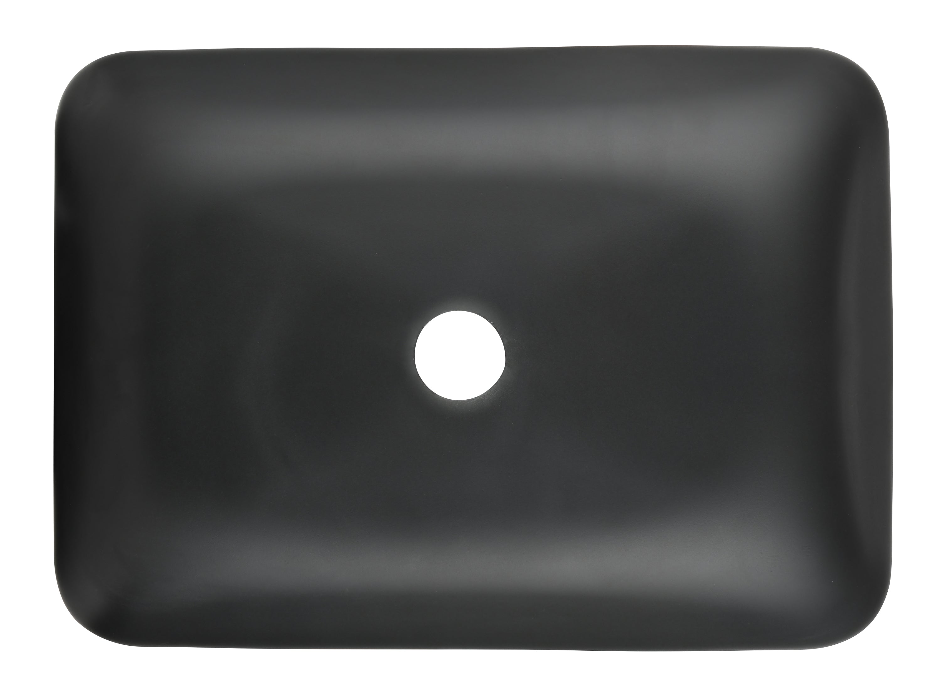 Matte Shell Glass Rectangular Vessel Bathroom Sink in Black with Matte Black Faucet and Pop-Up Drain in Matte Black 13.0" L -18.13" W -4" H