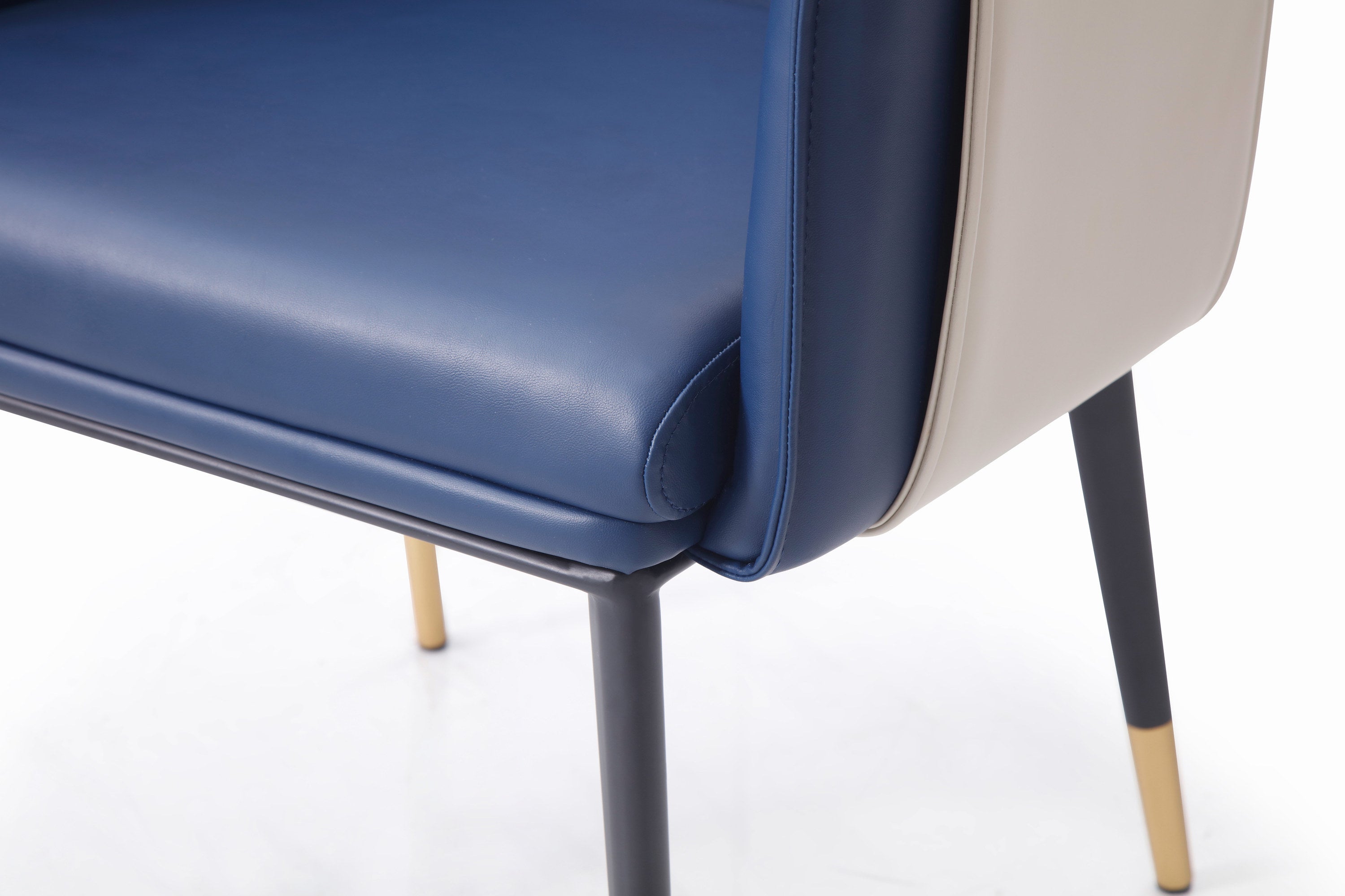 Blue & Beige Bonded Leather Dining Chair