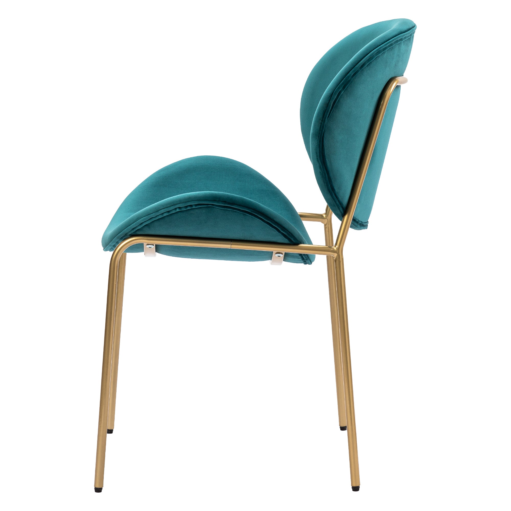 Modern Velvet Dining Chair with Golden Legs (Set of 2) - Green