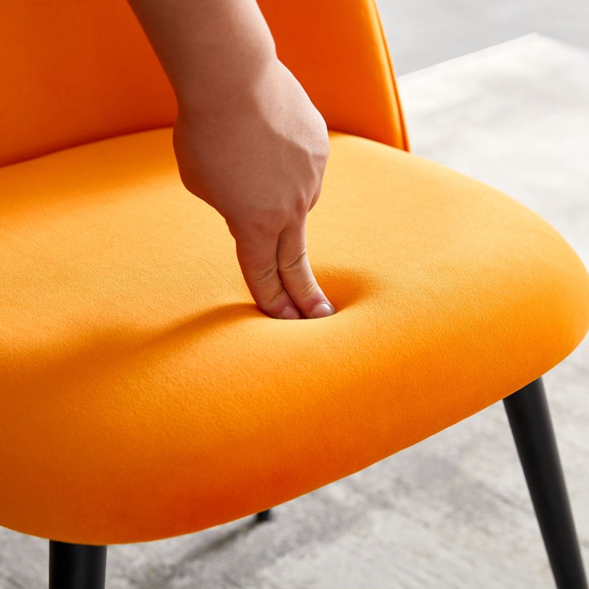 Dining Chair with Metal Black Legs (Set of 2) - Orange