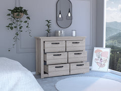 Contemporary 6-Drawer Dresser - Light Gray