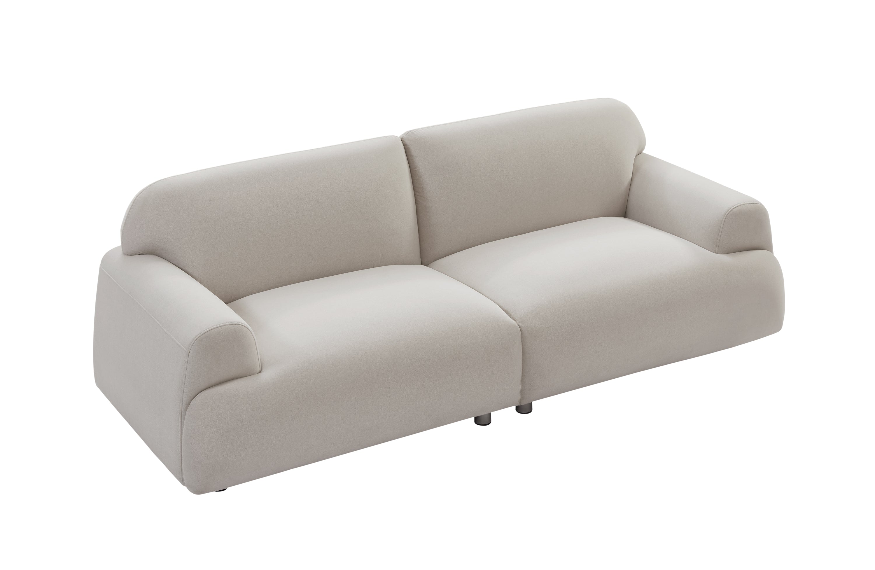 Oversize Deep Seat Sofa Loveseat Couch Mid-Century Couch with Hardwood Frame Comfy Sofa with Metal Leg - Beige