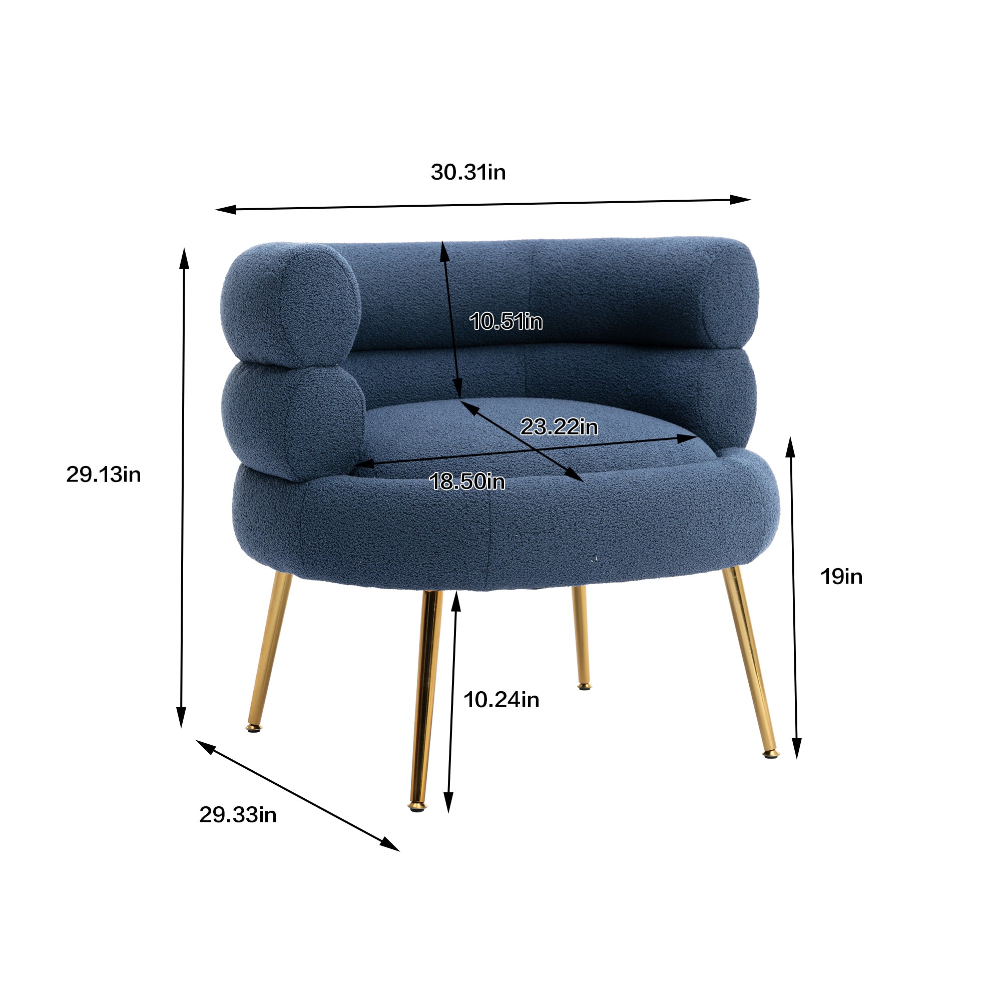 Accent Chair with Golden Feet - Navy