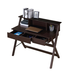 Writing Desk with Storage & X-Shaped Legs - Wenge