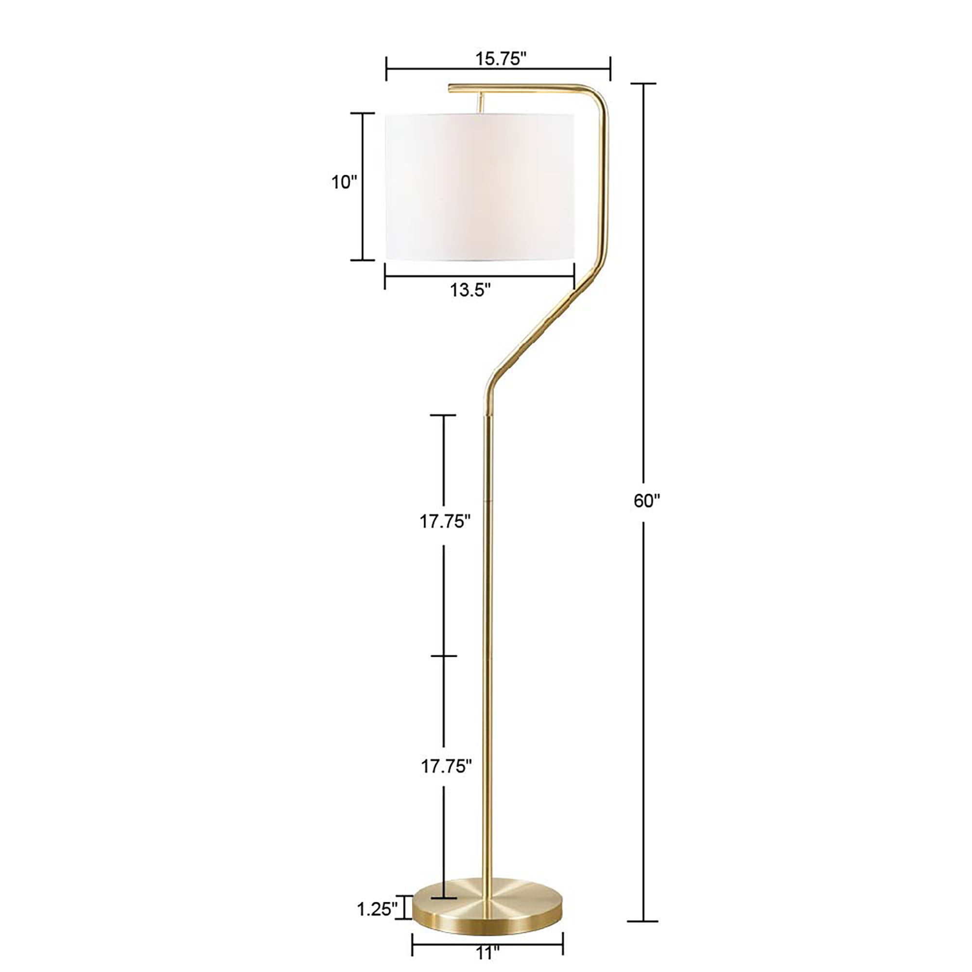 Angular Arched Metal Floor Lamp - Gold