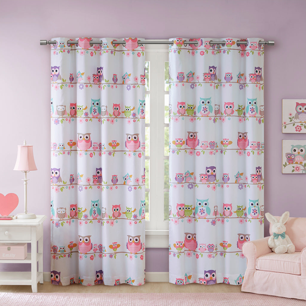 Owl Printed Blackout Curtain Panel - Multicolor