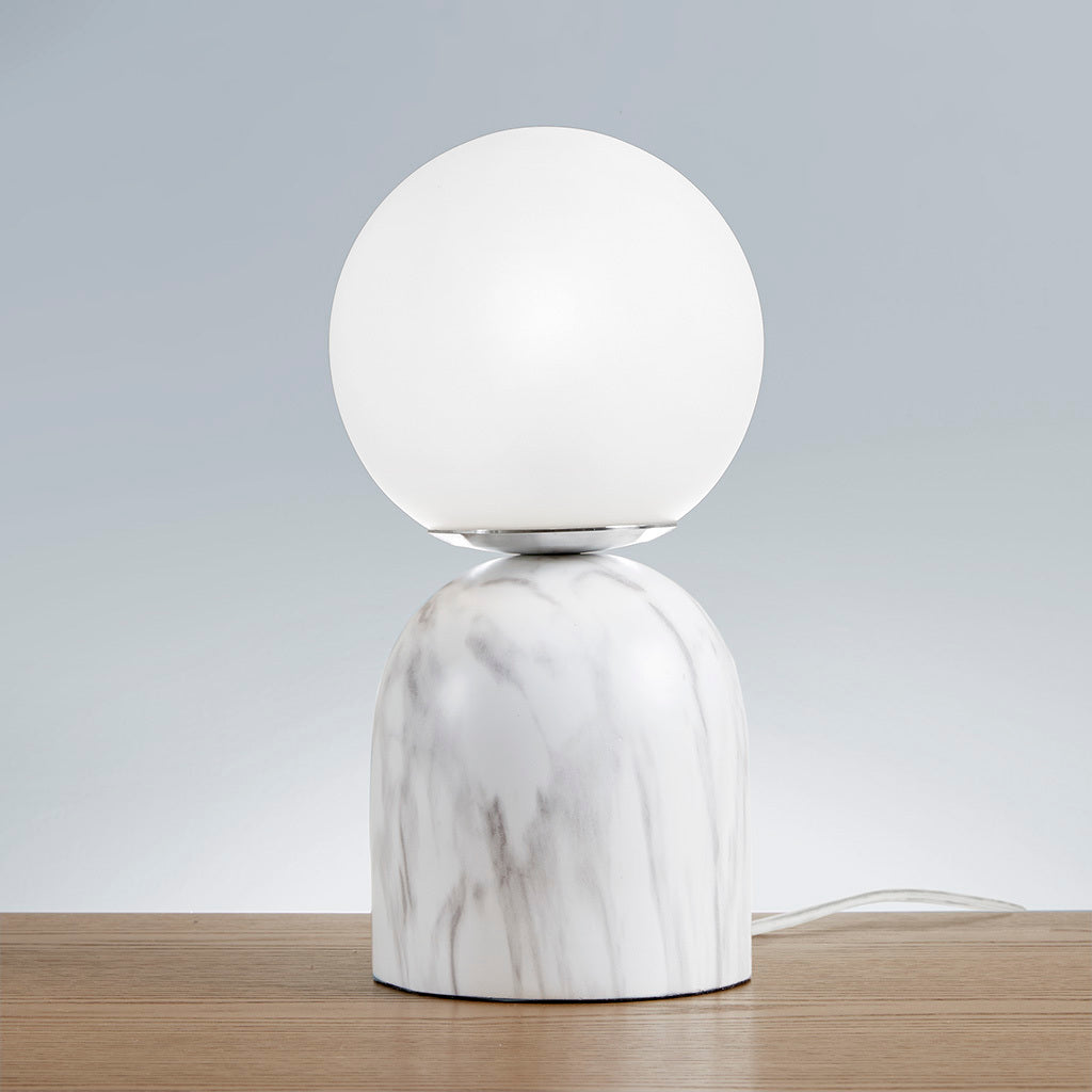 Nelia Frosted Glass Globe Resin Table Lamp - White