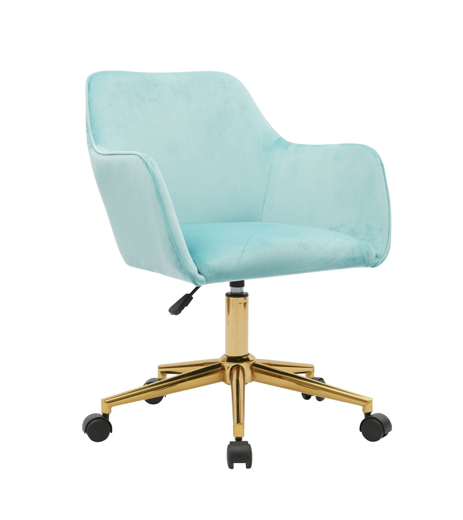 Modern Velvet Fabric Material Adjustable Height 360 revolving with Gold Metal Legs - Light Blue