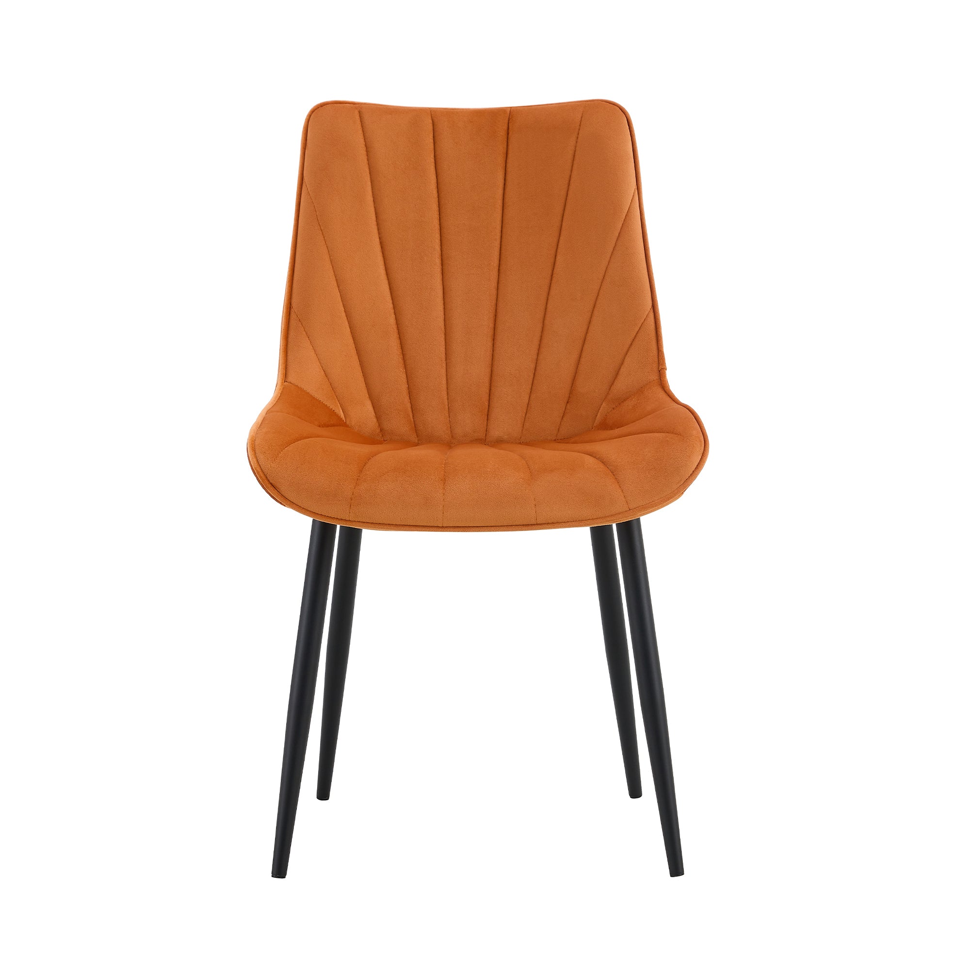 Modern Dining Chairs with Cushion Seat Back Black Coated Legs Upholstered Side Chair (Set of 4) - Orange