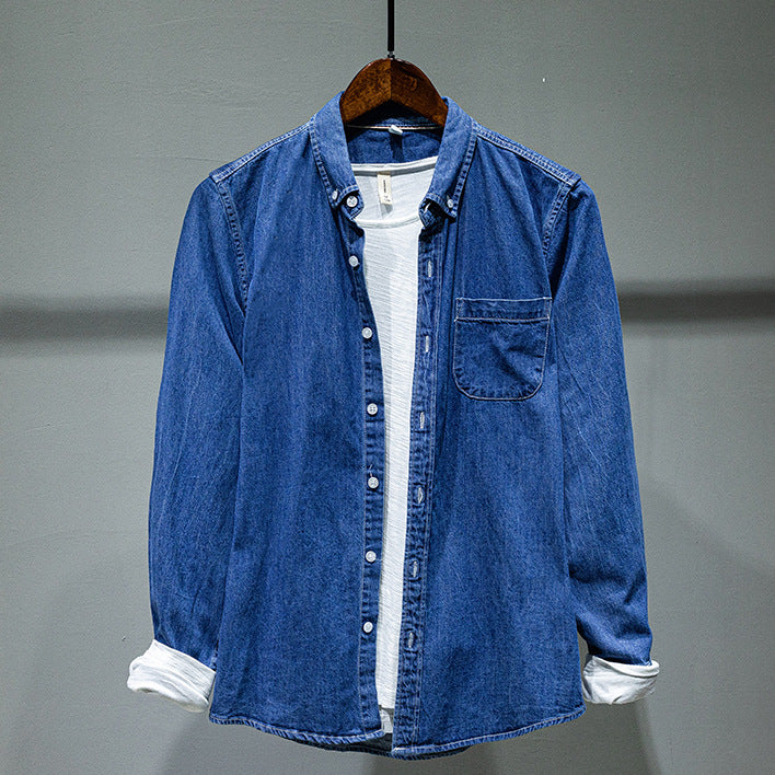 Men Denim Shirt Jacket Long Sleeved