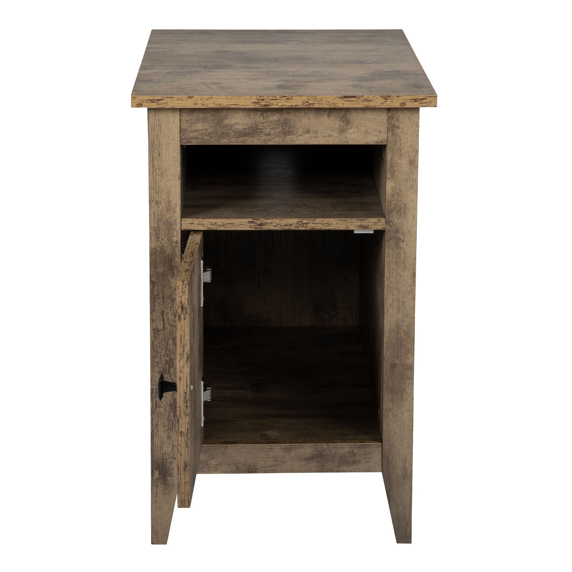 End Table with Cabinet and Shelf (Set of 2) - Rustic Brown