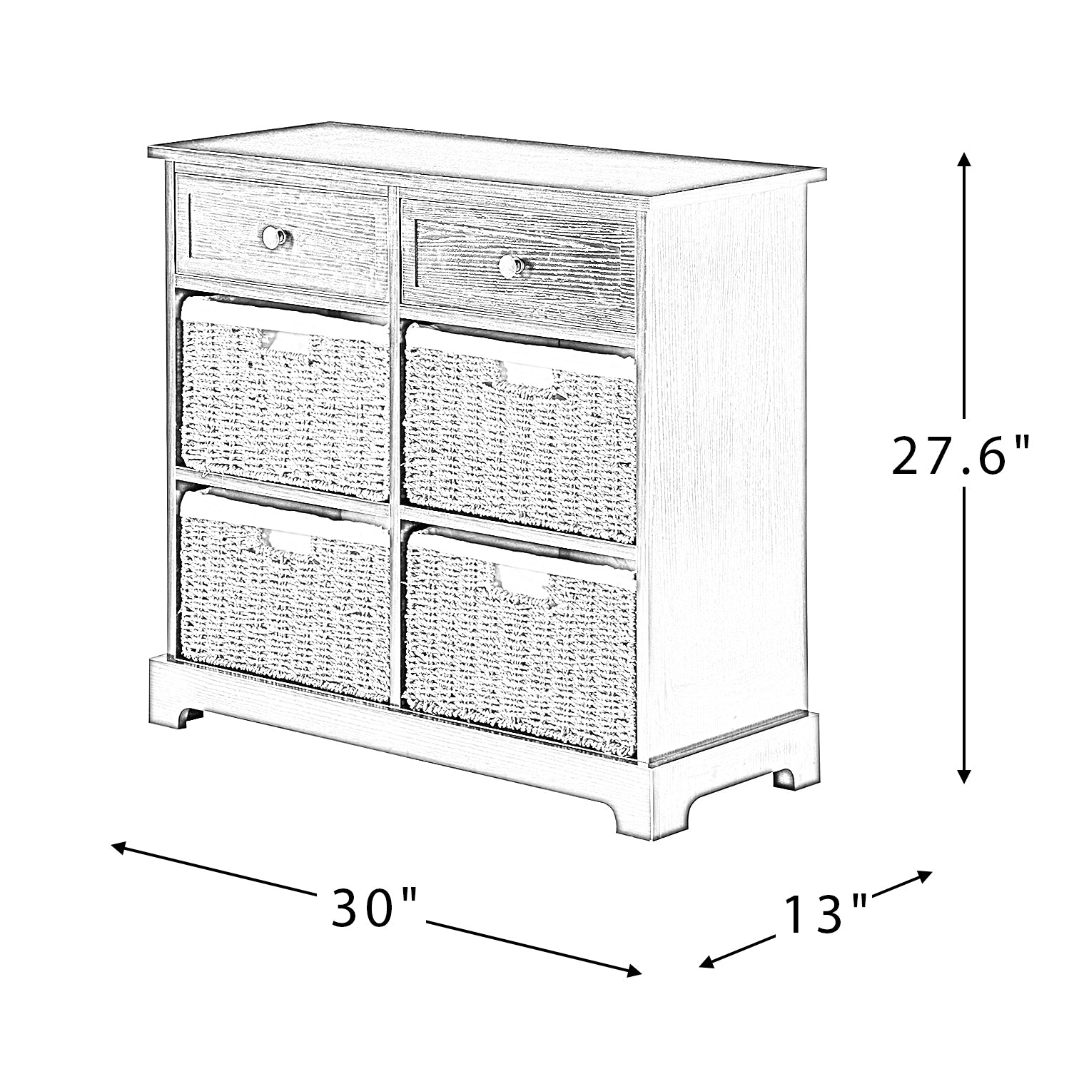 Drawer Accent Chest with Removable Woven Baskets - White