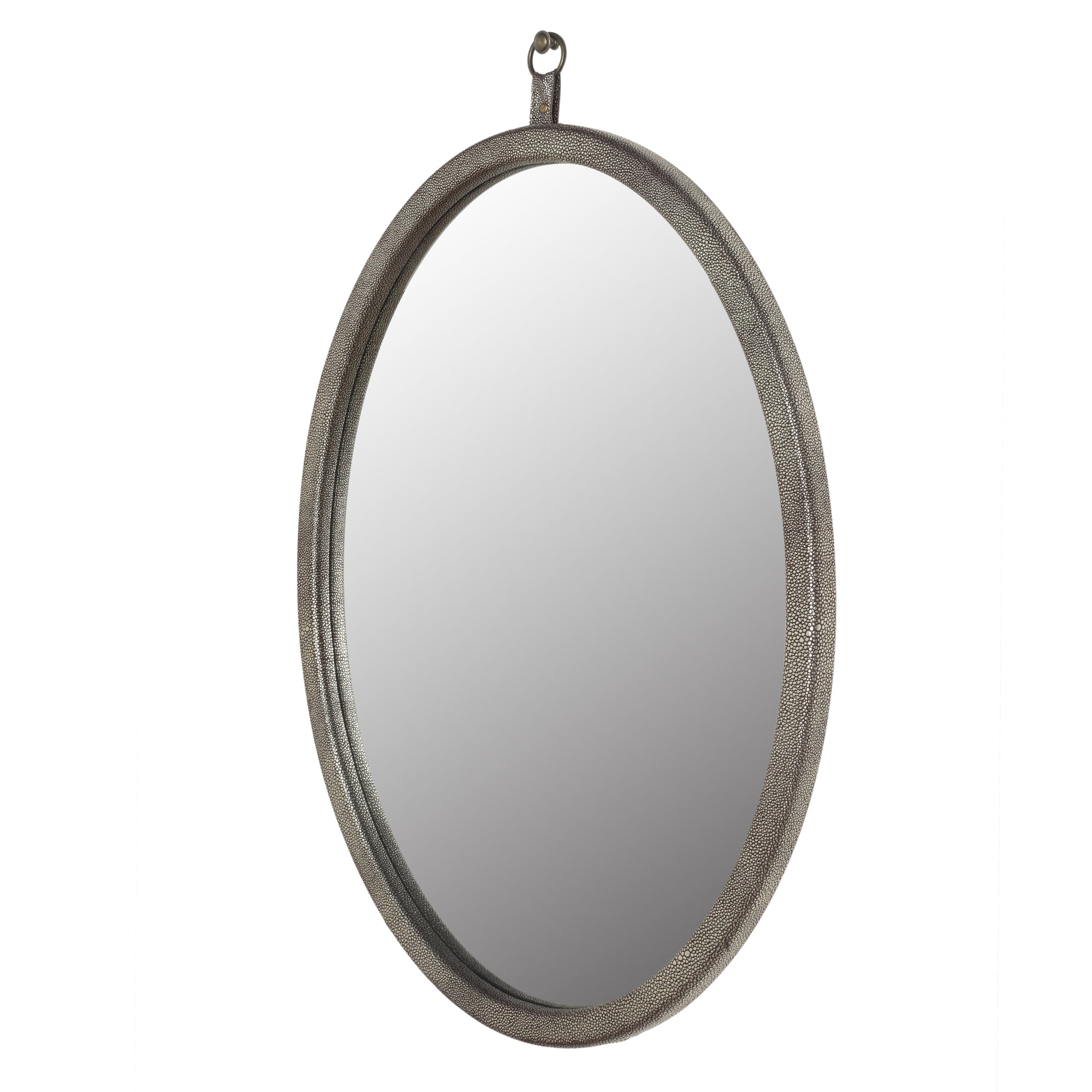 Oval Pewter Woven Grain Decorative Wall Mirror