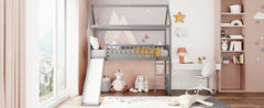 Twin Loft Bed with Slide - White