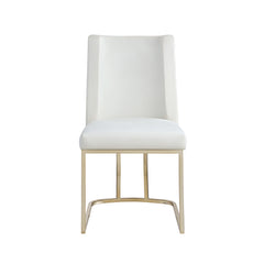 Dining Velvet Side Chairs Gold Metal Legs (Set of 2) - White