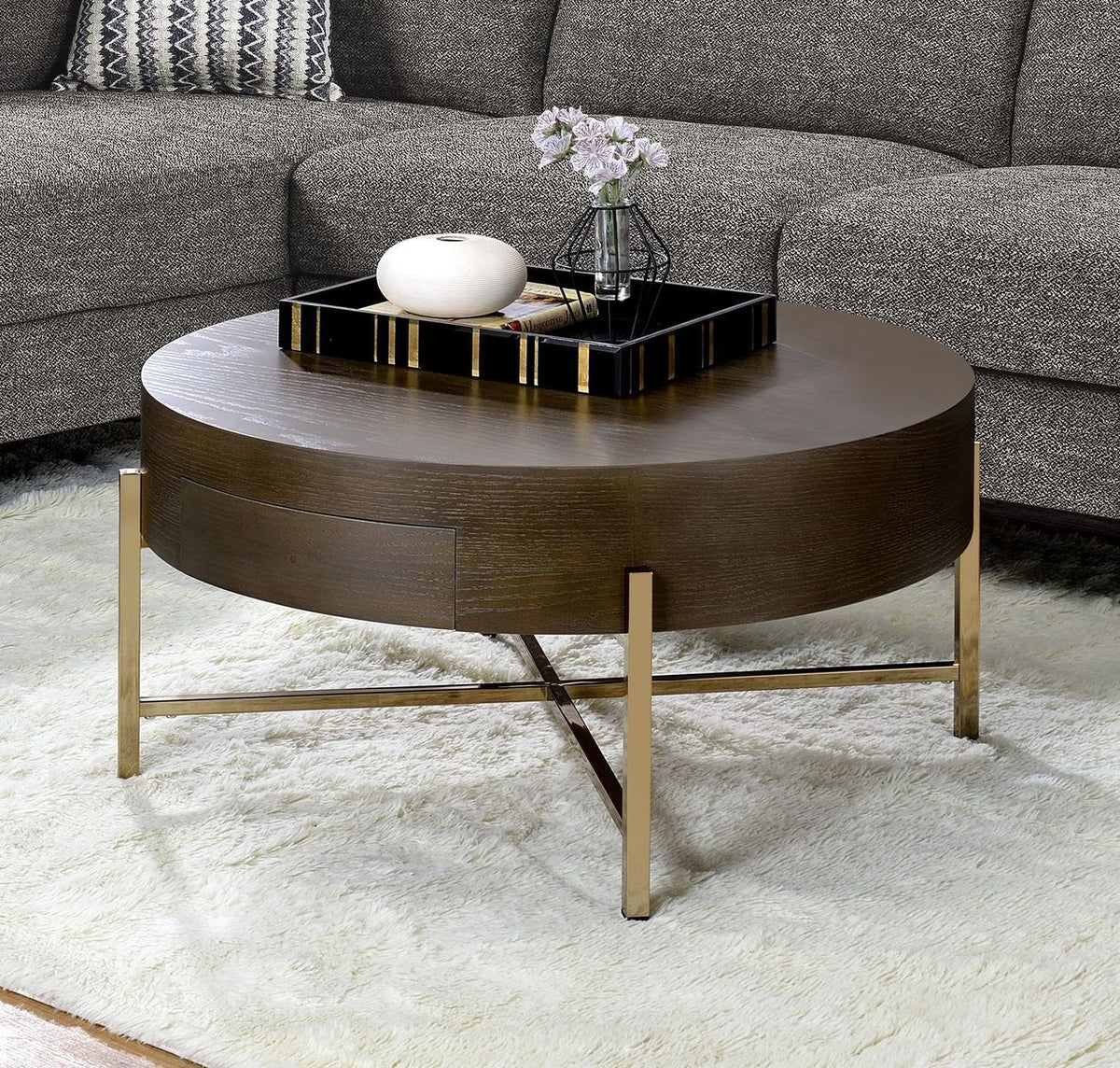 Weyton Coffee Table - Dark Oak & Champagne