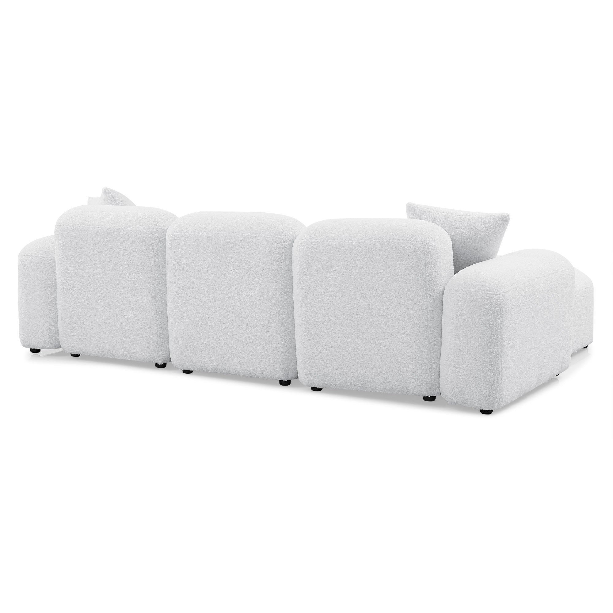 Teddy Fabric L-Shape Modular Sectional Sofa, DIY Combination - White