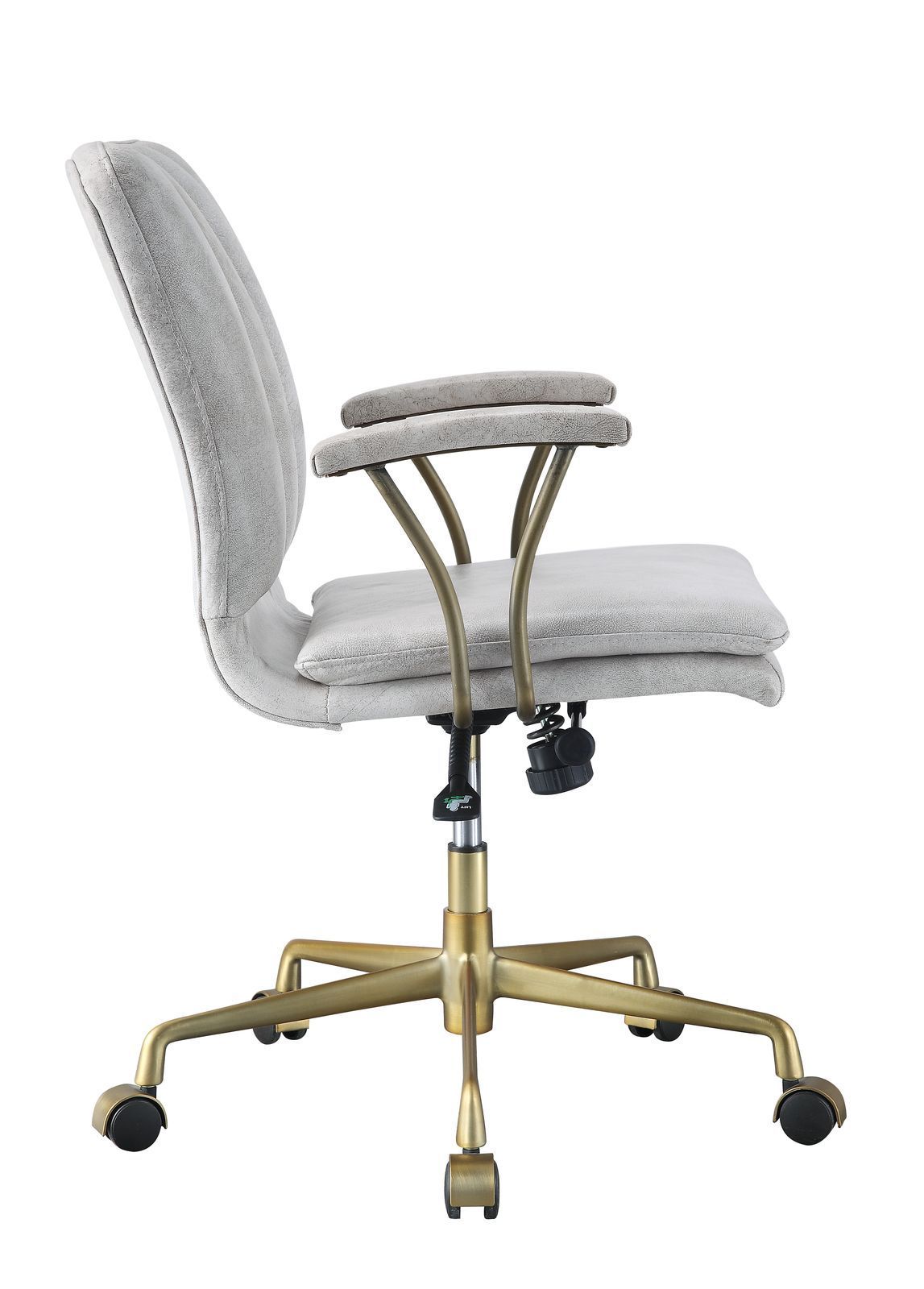 Vintage Office Chair, Top Grain Leather & Gold - White