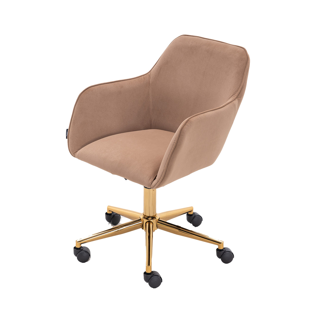 Modern Velvet Fabric Material Adjustable Height 360 revolving with Gold Metal Legs - Light Coffee