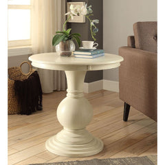 Round Accent Table - Antique White