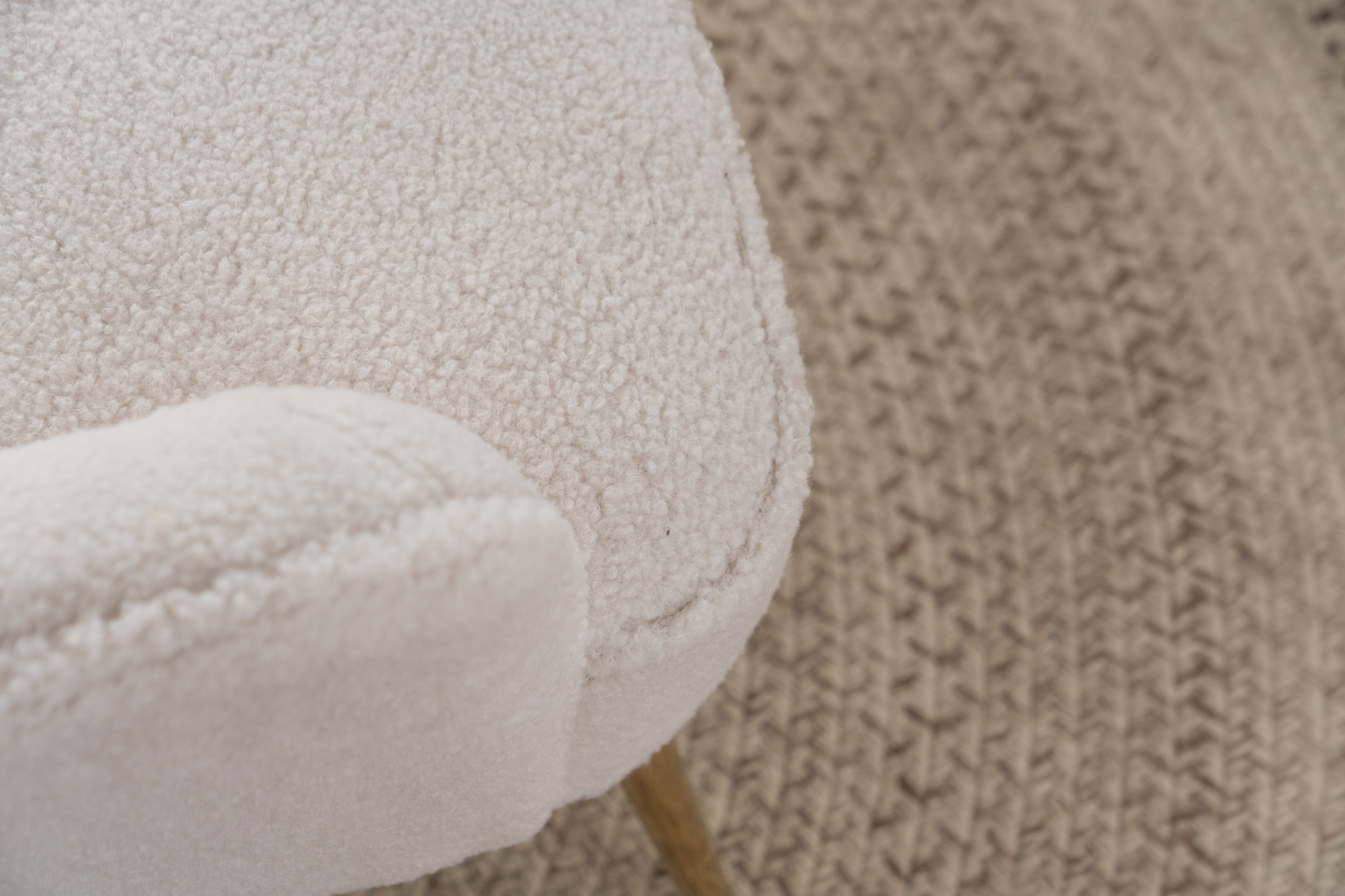 Modern Soft White Teddy Fabric Ergonomics Accent Chair