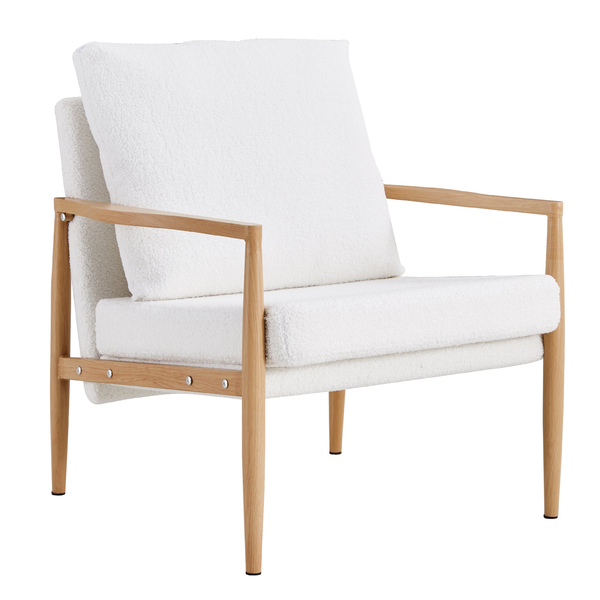 Teddy Velvet Accent Arm Chair Mid Century Modern - White