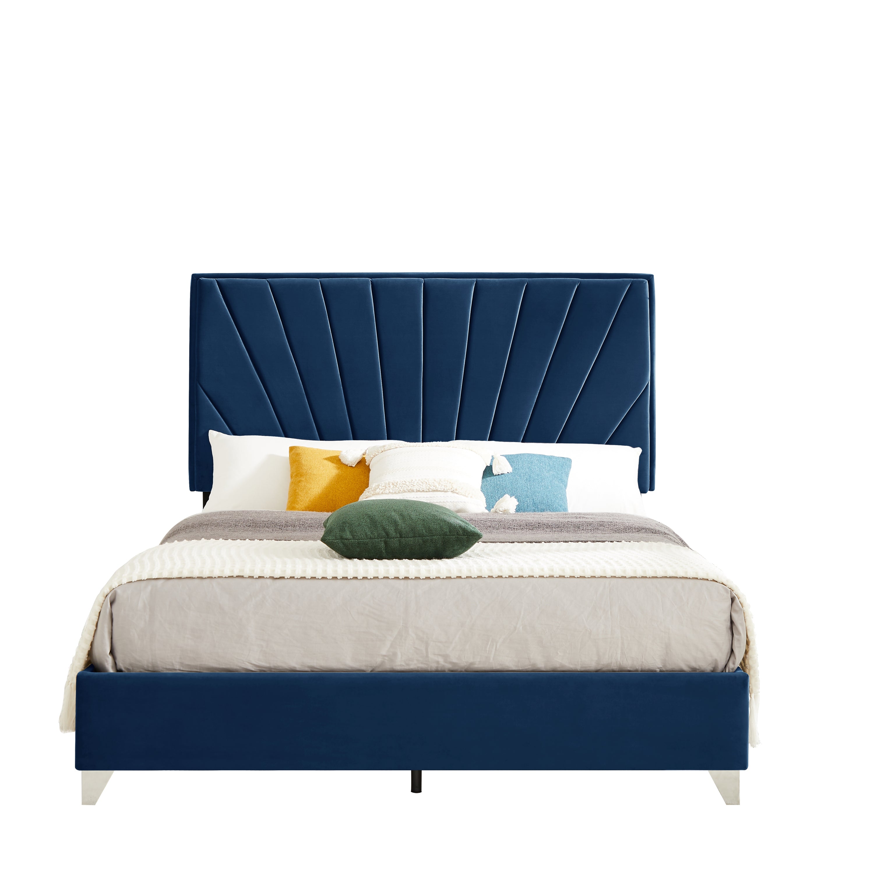 Full Bed Line Stripe Cushion Headboard  - Blue Navy