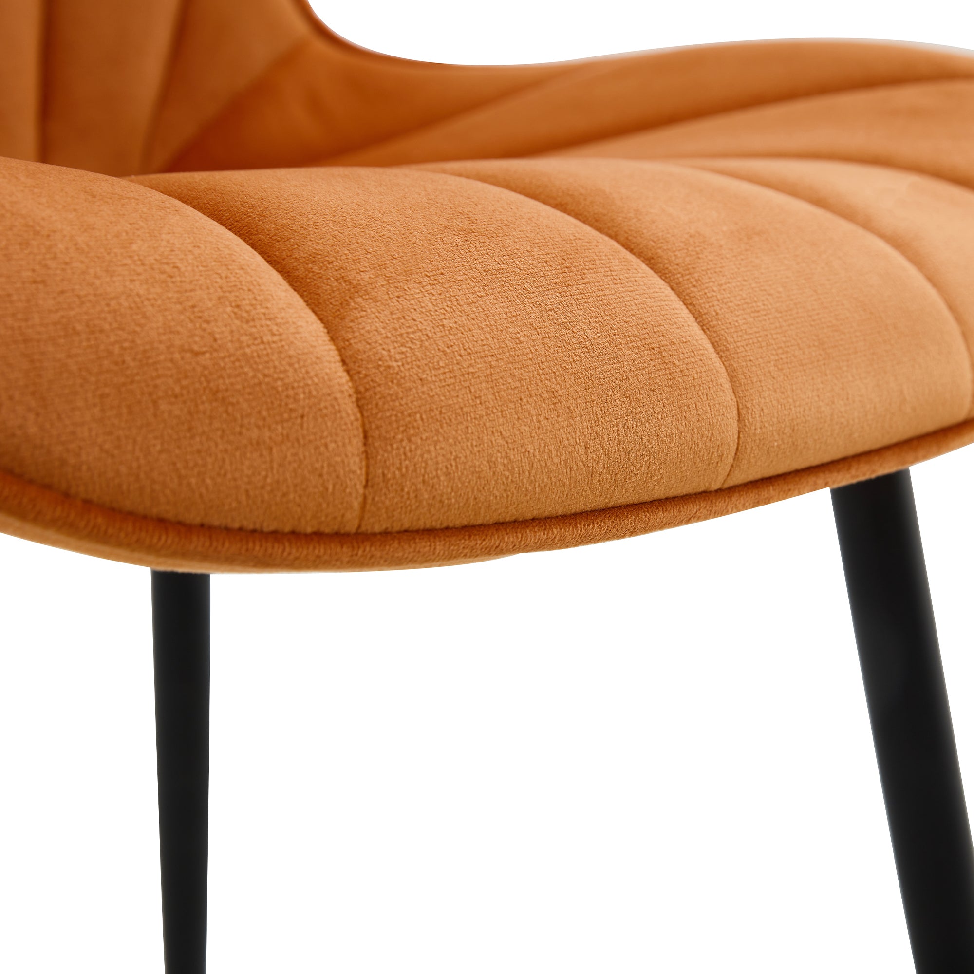 Modern Dining Chairs with Cushion Seat Back Black Coated Legs Upholstered Side Chair (Set of 4) - Orange