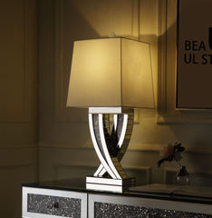 30'' Silver Table Lamp, Mirrored & Faux Diamonds