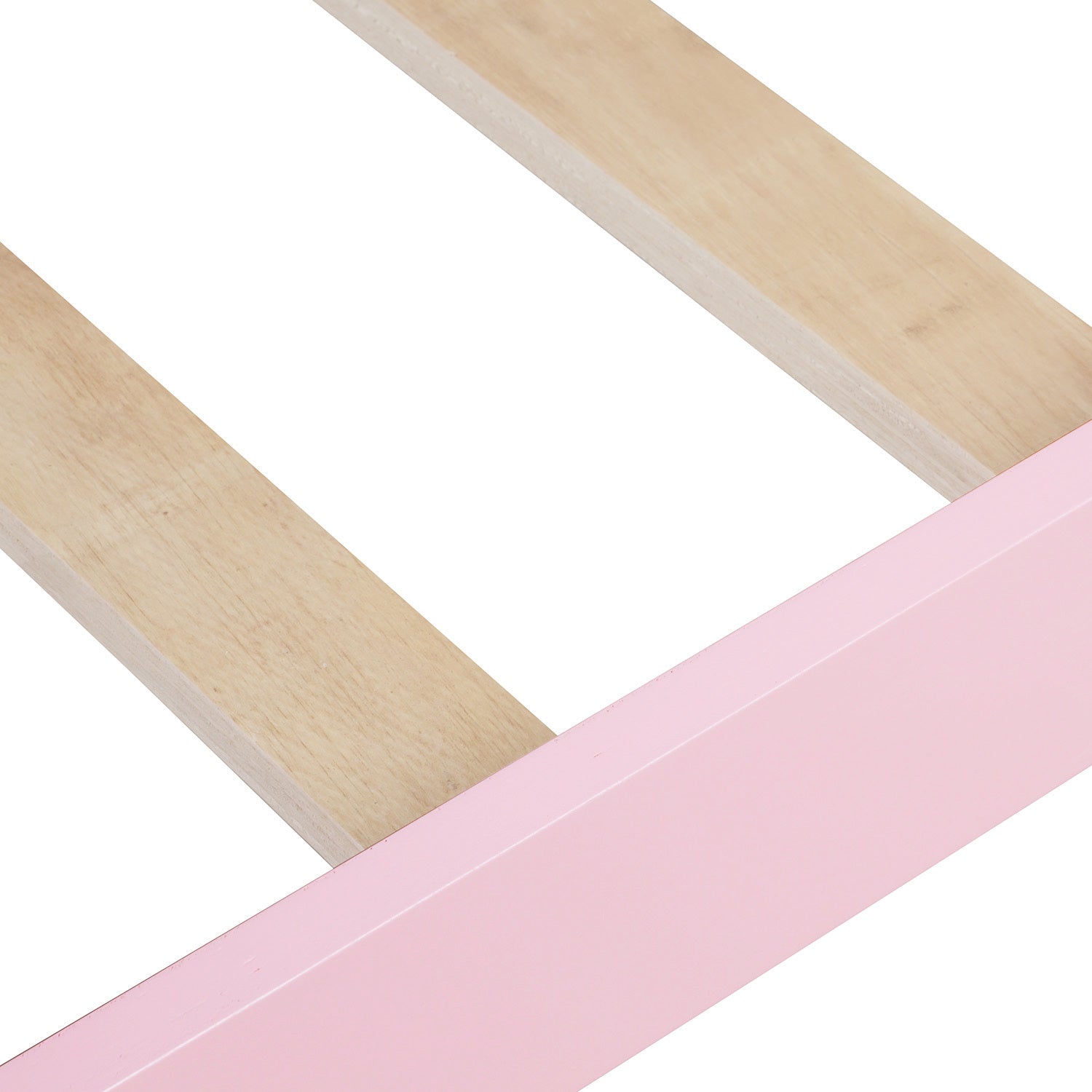 Twin Size Wood Platform Bed with Headboar - Pink