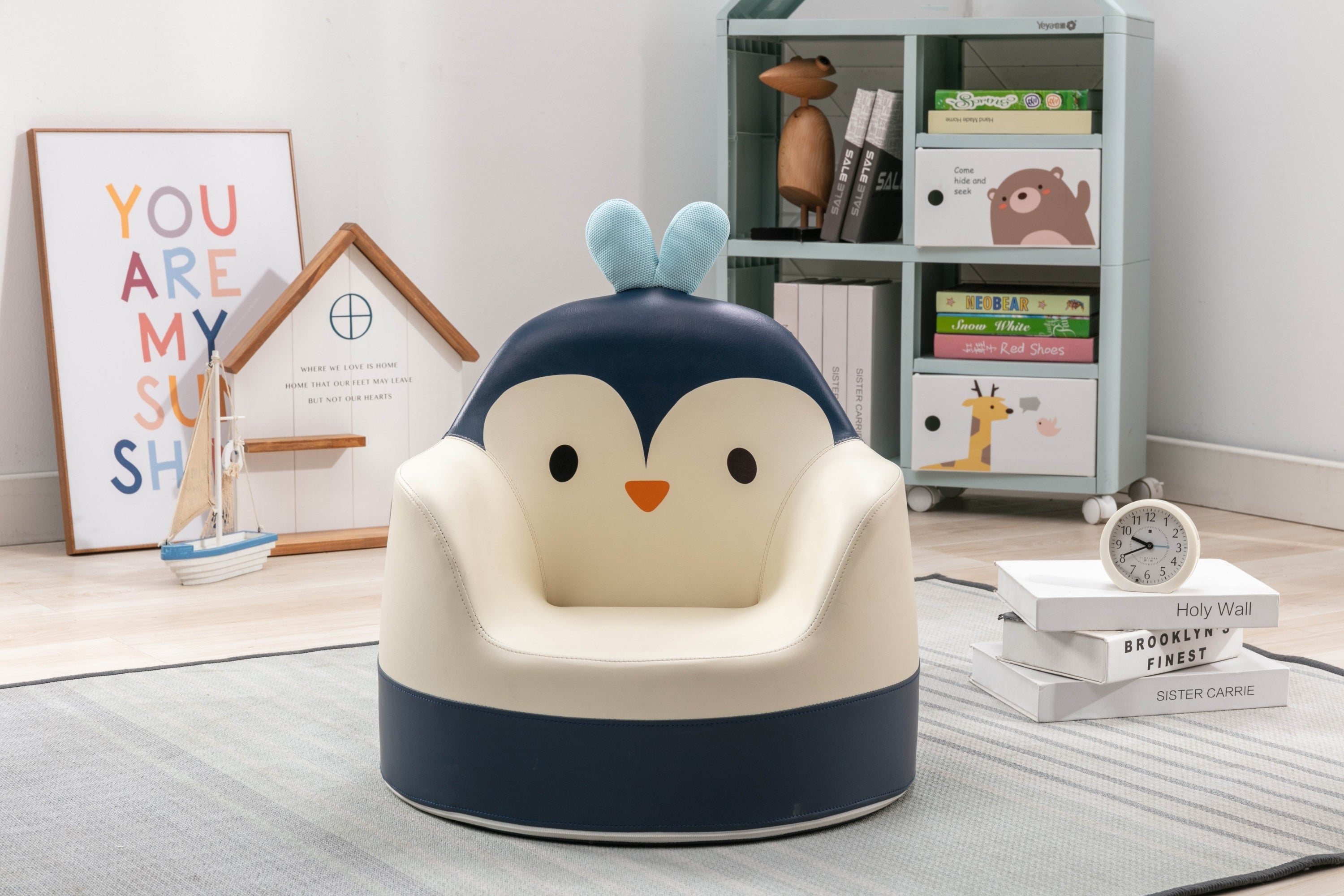 Beautiful Kids Chair 1pc Penguin Blue