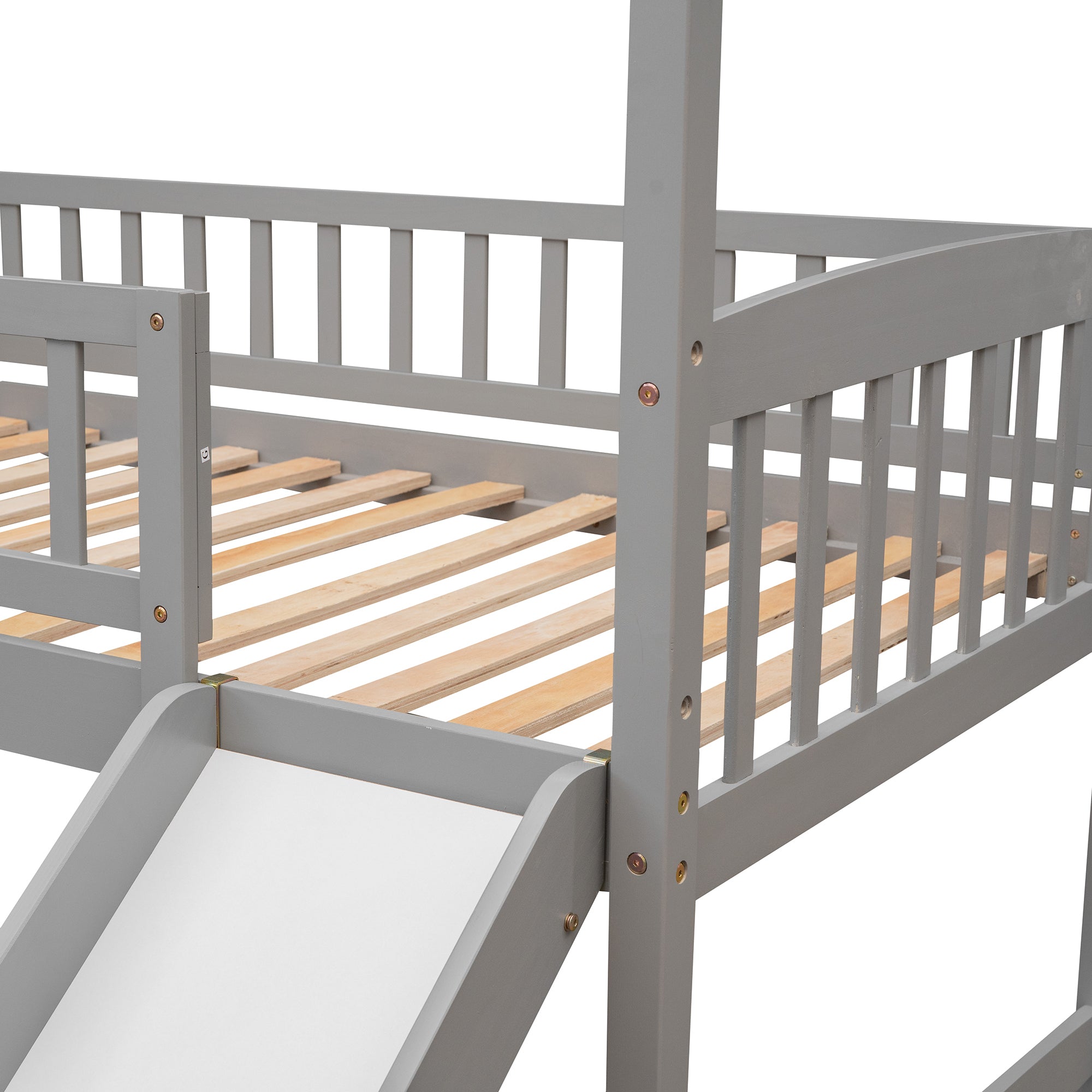 Twin Loft Bed with Slide - White