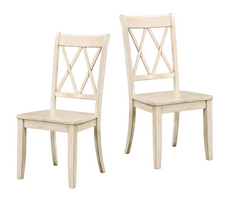 Pine Veneer Transitional Double-X Back Design Dining Room Chairs (Set of 2) - White