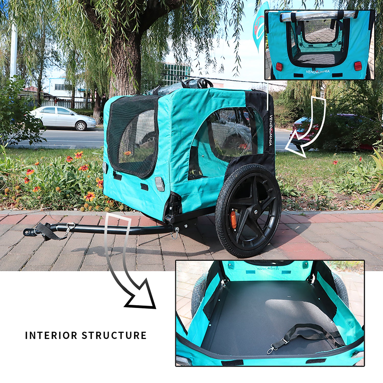 Foldable Pet Jogging Stroller Dog Carriers Bicycle - Light Blue