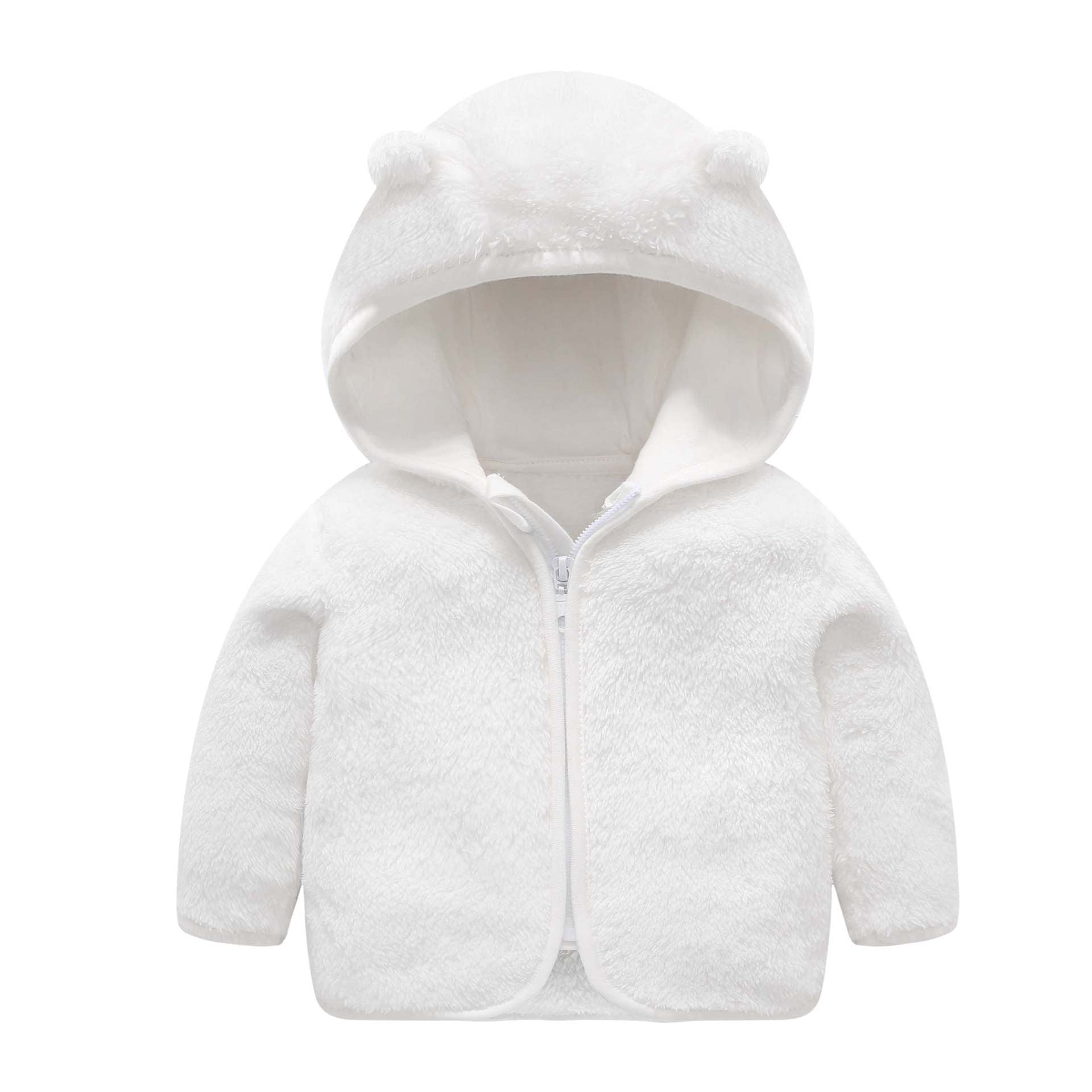 Kids Coral Fleece Jacket Padded Warm Hooded Top