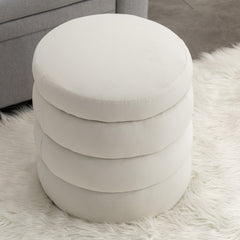 Soft Velvet  Round Ottoman Footrest Stool