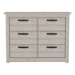 6 Drawer Double Dresser - Light Gray