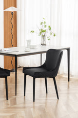 Velvet Dining Chair Flannel (Set of 2) - Black